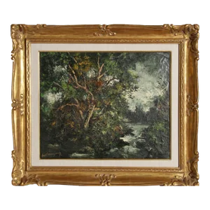 Marcel Bouyeron, Ruisseau a Marsangy, Yonne, Oil Painting
