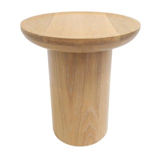 Tall Round Side Table With Pedestal Base in Cerused Oak by Martin and Brockett For Sale