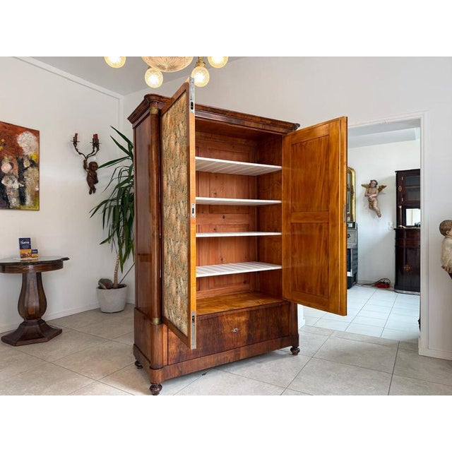 Antique Biedermeier Cabinet Chest in Walnut For Sale - Image 3 of 14