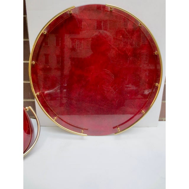 Mid-Century Modern Aldo Tura Bar Set Lacquered Goat Skin -Set of 4 For Sale - Image 3 of 12