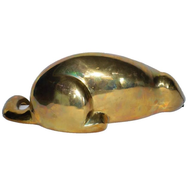 Stunning brass large scale resting panther sculpture style of Dolbi Cashier, circa the 1980s. Cat is designed to rest/lay...