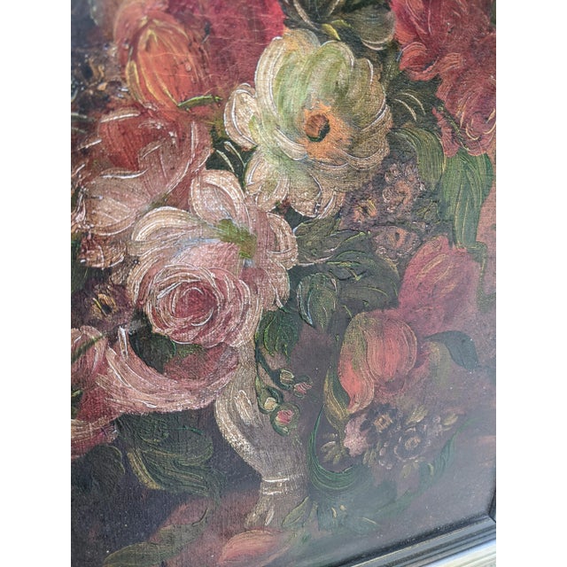 Antique Still Life Dark Academia Botanical Oil Painting Signed For Sale In Charlotte - Image 6 of 14