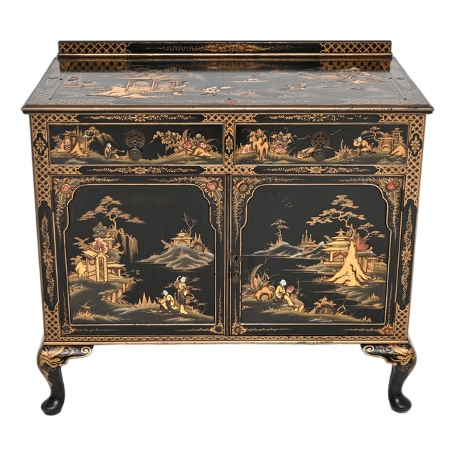 Antique Lacquered Chinoiserie Cabinet, 1900 For Sale