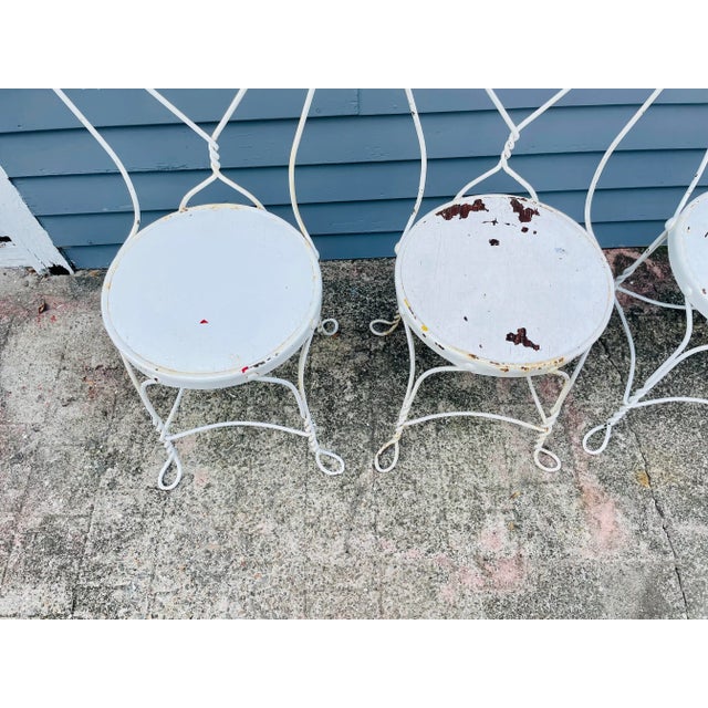 Vintage Wrought Ice Cream Parlor Chairs - Set of 4 For Sale - Image 9 of 11