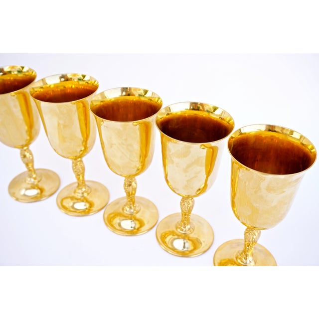 Vintage 24 Kt. Gold Plated Wine Goblets Set of 5 Chairish