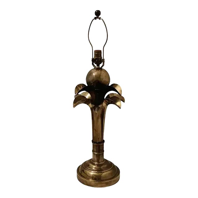 Late 20th Century Hart Associates Brass Palm Leaf Table Lamp For Sale