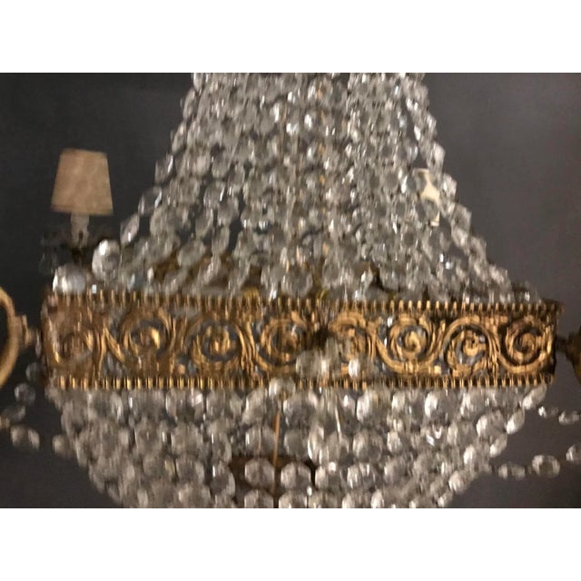 Large Vintage Crystal Chandelier, 1950s For Sale - Image 8 of 10