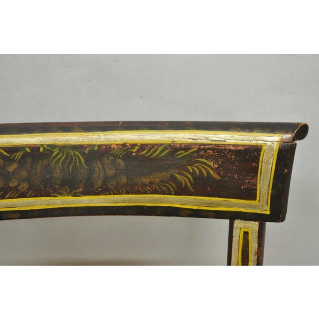 Antique Colonial Red Hand Painted Harvest Hitchcock Rush Seat Side Chair For Sale - Image 13 of 18