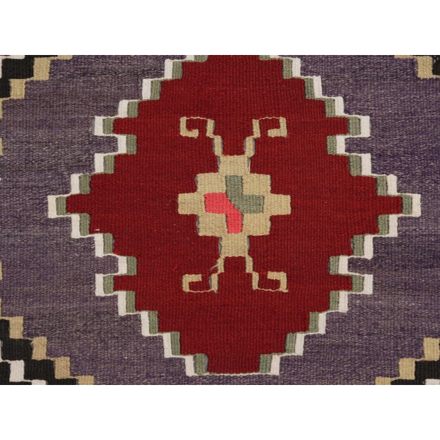 Purple 1970s Vintage Handmade Wool Cotton Purple Runner Rug For Sale - Image 8 of 11