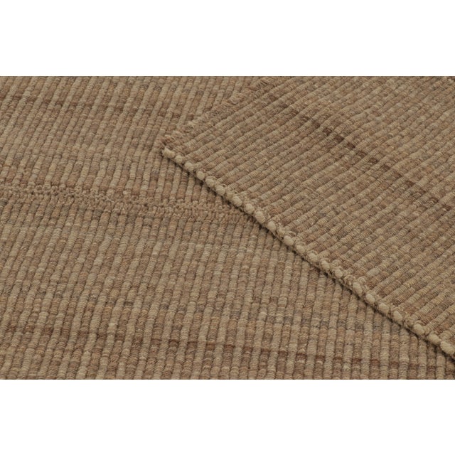 Rug & Kilim’s Contemporary Rez Kilim Flatweave Rug With Brown Striped Design For Sale - Image 10 of 10