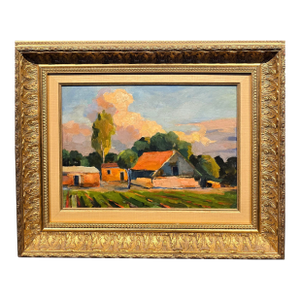 Minas Avetisyan- Red Roof Top Farm House in an Armenian Landscape-Oil Painting