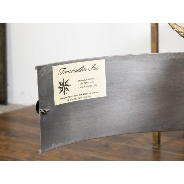 Pair of Trouvailles Metal and Brass Side Tables with Swan Necks and Doors For Sale - Image 10 of 11