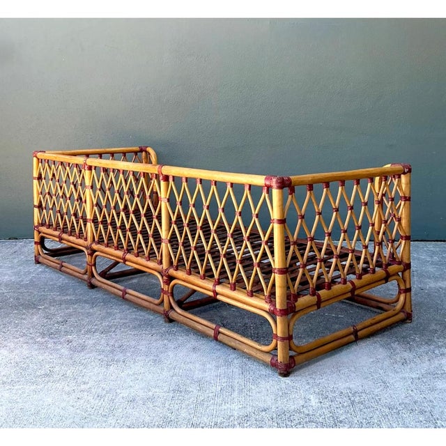 Vintage Trellis Rattan Sofa For Sale - Image 10 of 17