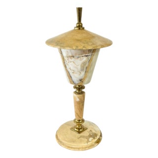Vintage French Marble & Brass Table Lamp in the Style of Gio Ponti, 1960s For Sale