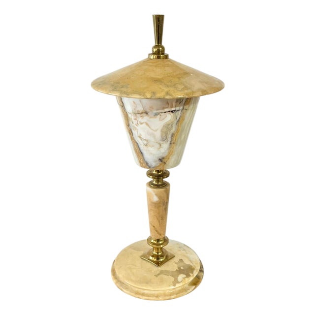 Vintage French Marble & Brass Table Lamp in the Style of Gio Ponti, 1960s For Sale