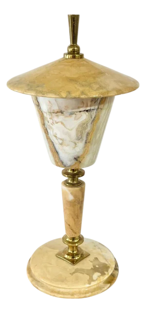 Vintage French Marble & Brass Table Lamp in the Style of Gio Ponti, 1960s