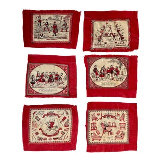 1880s Storybook Bandana Quilt Squares - Collection of Six For Sale