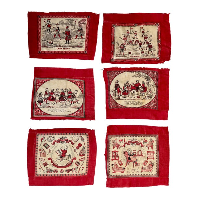 1880s Storybook Bandana Quilt Squares - Collection of Six For Sale