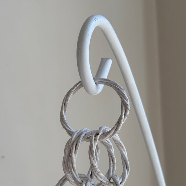 Vintage White Wicker Hanging Planter Basket For Sale - Image 14 of 18