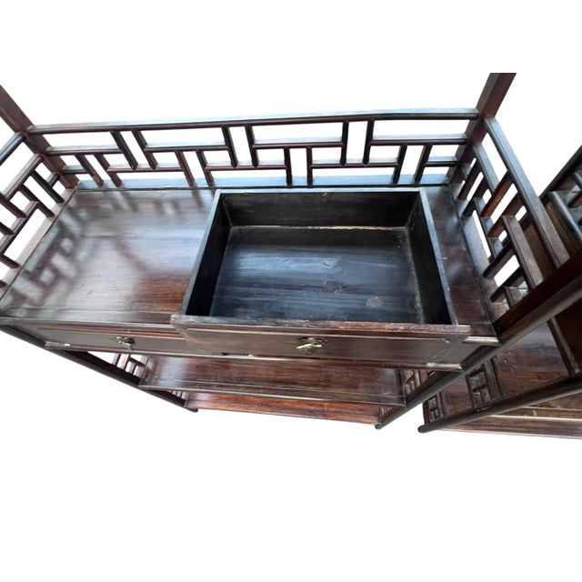 1990s Chinese Chippendale Rosewood Étagères With Fretwork a Pair For Sale - Image 17 of 17