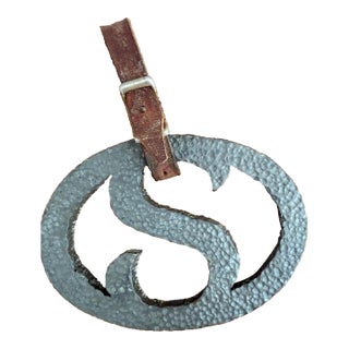 Late 20th Century "S" Wrought Southwestern Ranch Symbol With Leather Strap For Sale