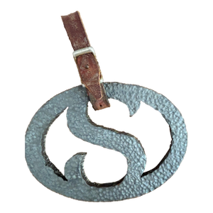 Late 20th Century "S" Wrought Southwestern Ranch Symbol With Leather Strap