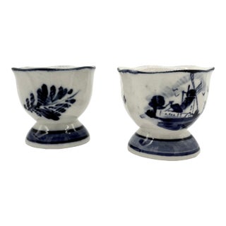 Pair of Mid 20th Century Delft Egg Cups For Sale