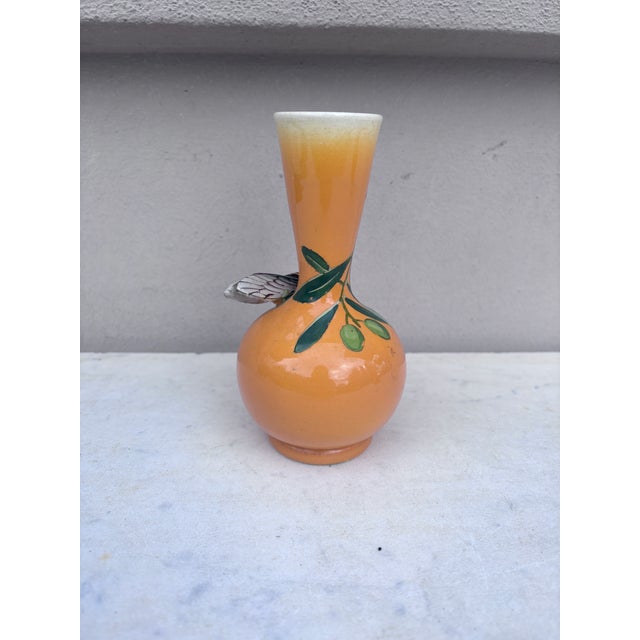 French Country Majolica Vase With Cicada & Olives Sicard, Circa 1950 For Sale - Image 3 of 6