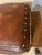 Tooled Leather Ottoman Plain With Nailheads Antique Brown For Sale - Image 10 of 12