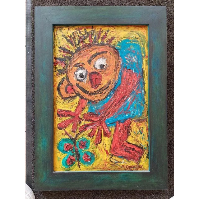 Butterfly hunting 2001, wood, oil, 50.5x34 cm This piece is attributed to the mentioned designer/maker. It has no...