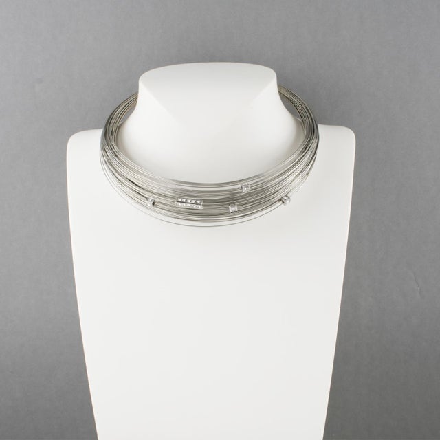 Contemporary Thierry Mugler Silvered Metal Multi-Strand Wire Necklace For Sale - Image 3 of 11