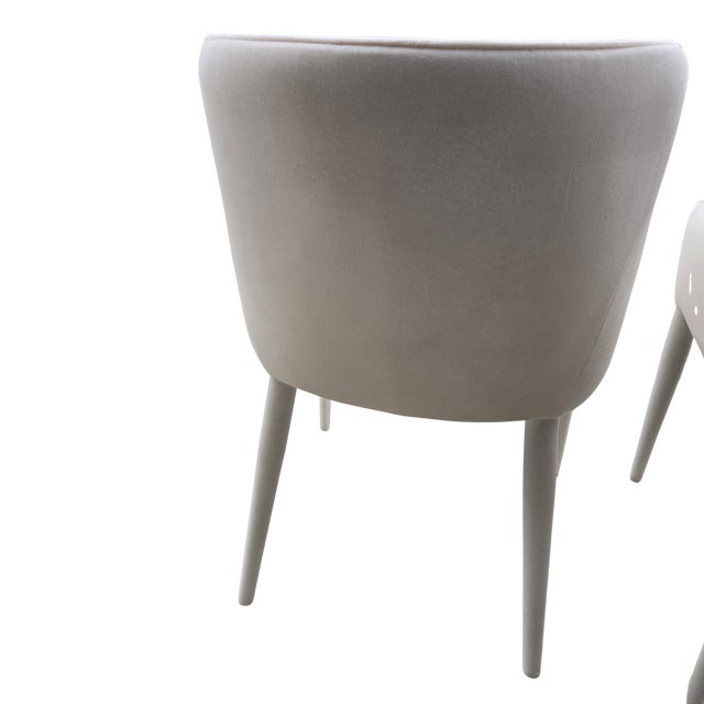 Metal Rh Nicola Slope Fabric Dining Side Chairs (Set of 4) – Performance Velvet, Natural For Sale - Image 7 of 18