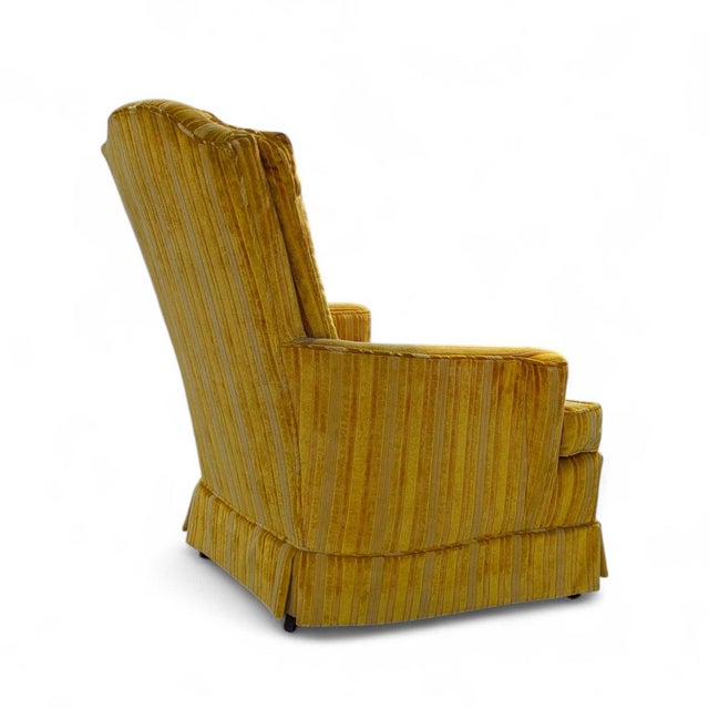 Wood Vintage Striped Yellow Lounge Chair, Key City, Mid-Century Modern For Sale - Image 7 of 18