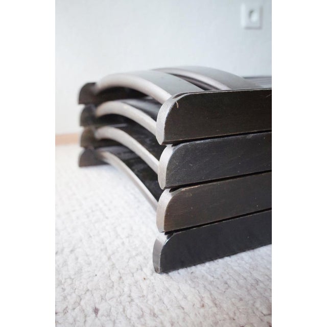 Wood Vintage Painted Black Folding Chairs, Set of 5 For Sale - Image 7 of 18