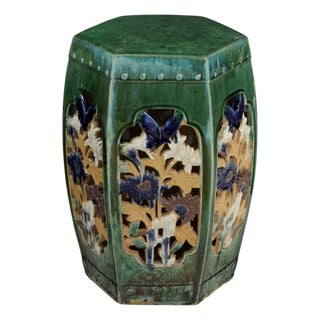 19th C Chinese Sancai Glazed Hexagonal Garden Stool For Sale