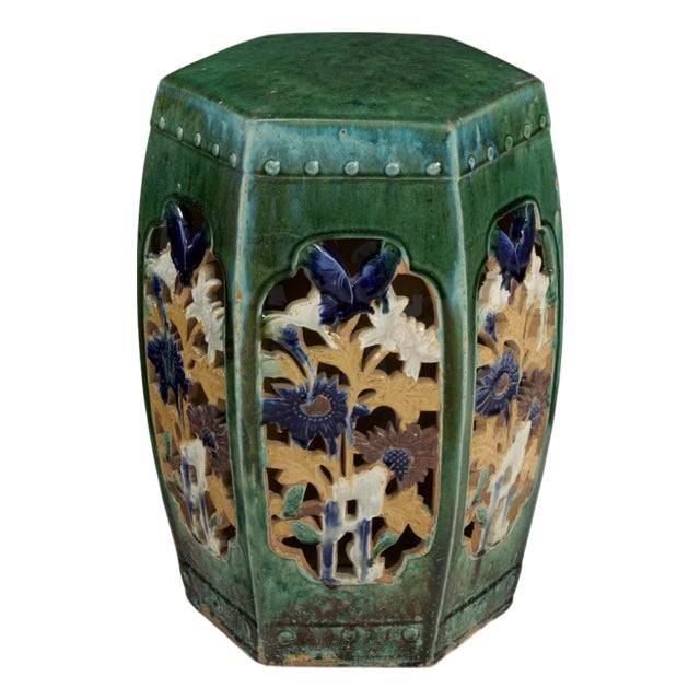19th C Chinese Sancai Glazed Hexagonal Garden Stool For Sale