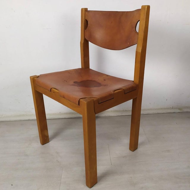 1970s Set of Leather Dining Chairs For Sale - Image 5 of 18