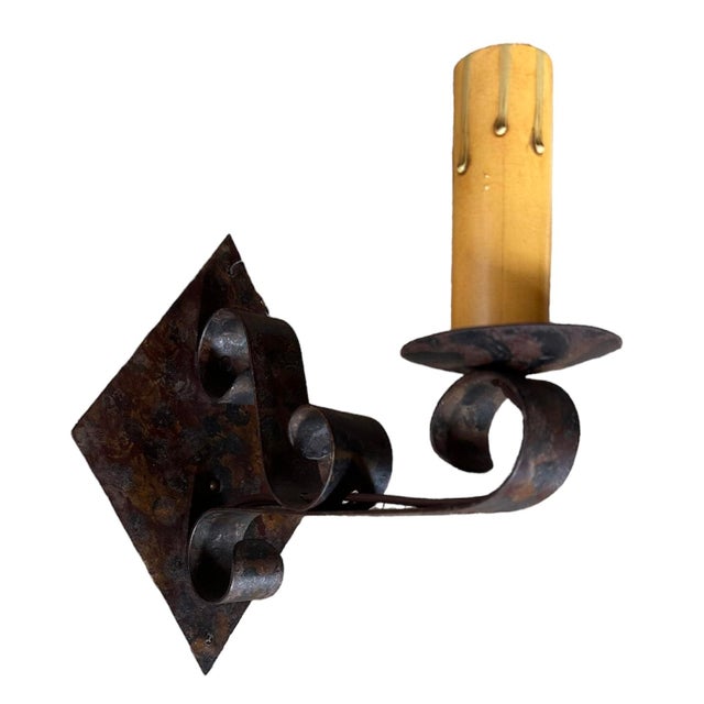 1920s Pair of Iron Sconces in Simple Design, Circa 1920 For Sale - Image 5 of 5