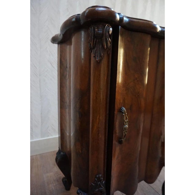 Rococo Italian Baroque Rococo Walnut Burl Nightstand, 1850s For Sale - Image 3 of 17
