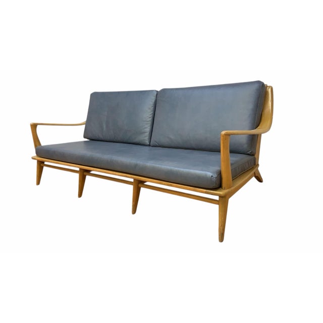 Heywood-Wakefield Mid 20th Century Heywood Wakefield Aristocraft Sofa Newly Reupholstered in Leather For Sale - Image 4 of 12