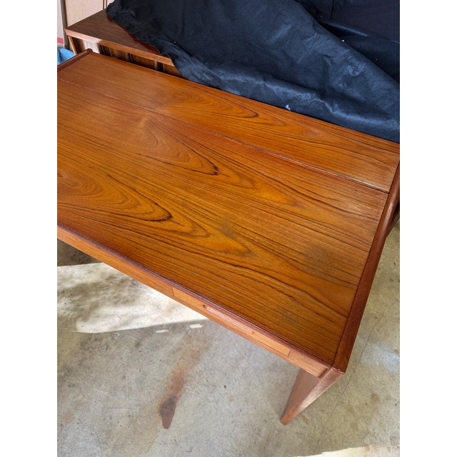 Mid-Century Danish Modern Teak Writing Desk With Lift-Top Storage For Sale - Image 10 of 12