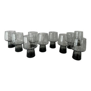 1970s Brutalist Smoked Grey Drinking Glasses by Libbey- Set of 10 For Sale