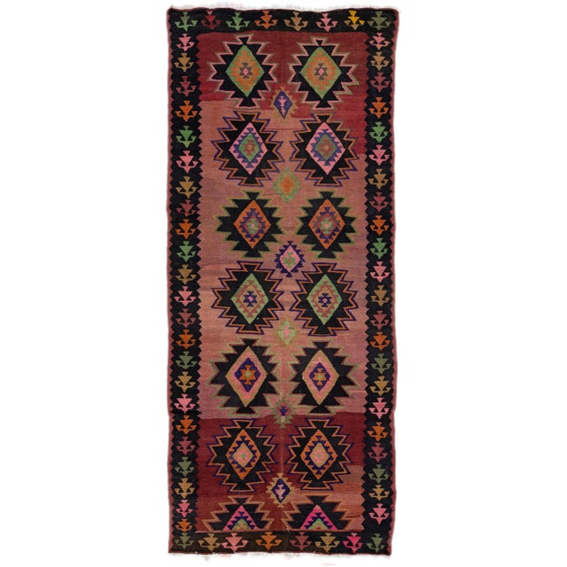 Mid-20th Century Turkish Kilim Red Handmade Tribal Wool Runner For Sale - Image 10 of 10