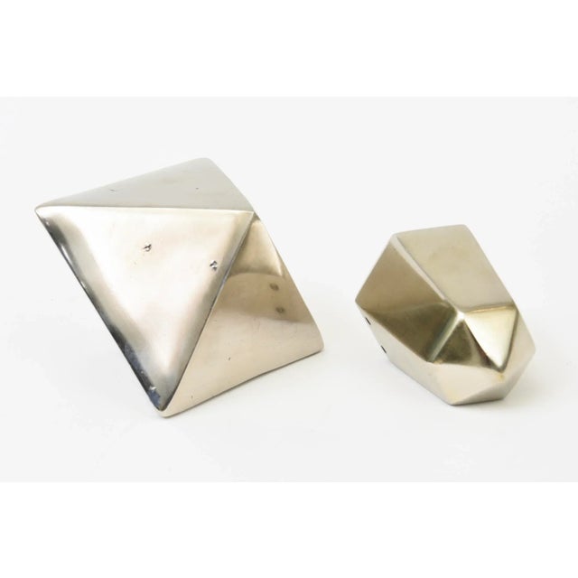 Vintage Two Brass and Nickel Sculptural Objects or Paperweights, 1960's For Sale - Image 10 of 12
