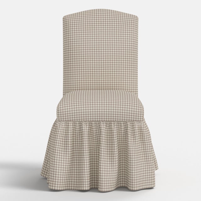 Not Yet Made - Made To Order Stoffer Home x Cloth & Company Thelma Ruffle Camel Back Dining Chair in Mauve Mini Gingham For Sale - Image 5 of 7