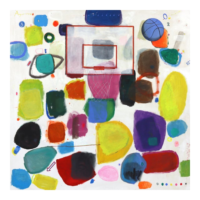 Nba 5 Play on - Abstract Expressive Color Drenched Basketball Inspired Painting Original Artwork by Leonardo Aguirre For Sale