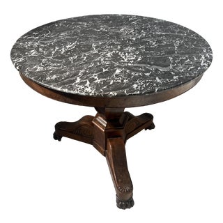 Empire Style Pedestal Table in Mahogany and Veneer, 19th Century For Sale