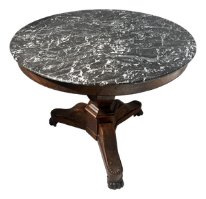 Empire Style Pedestal Table in Mahogany and Veneer, 19th Century