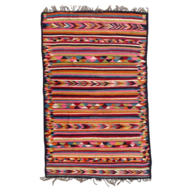 Vintage Colourful Moroccan Kilim Rug, 1950s For Sale