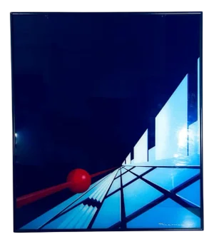 Patrice Placeman, Red Ball, Eglomised Oil Under Acrylic Glass, 1996